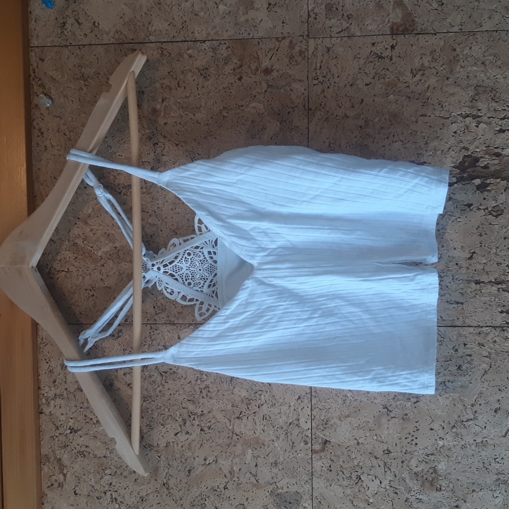 Aerie tank top in white with lace detail in back